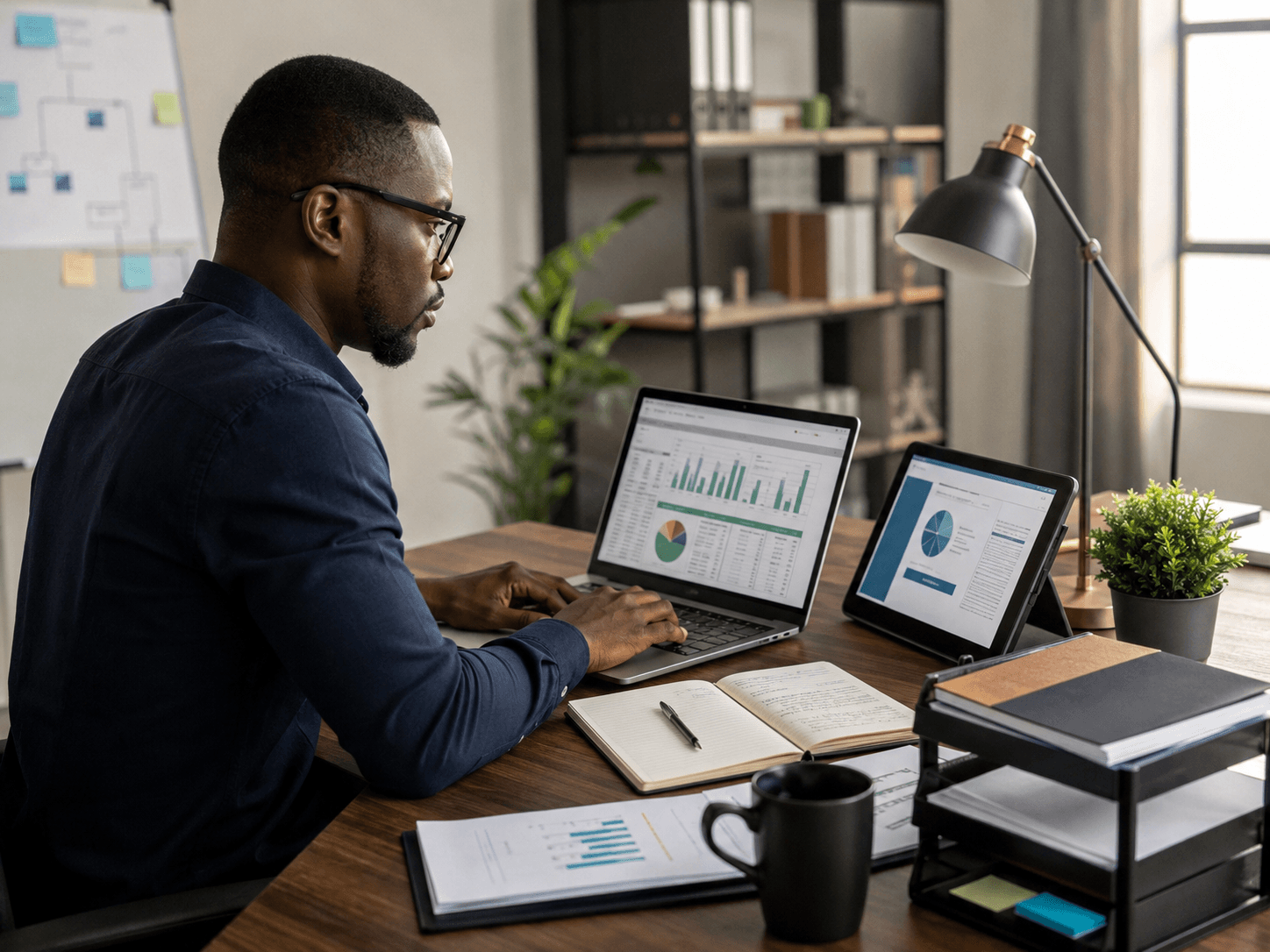 Professional work on spreadsheets, reporting, and digital productivity tools