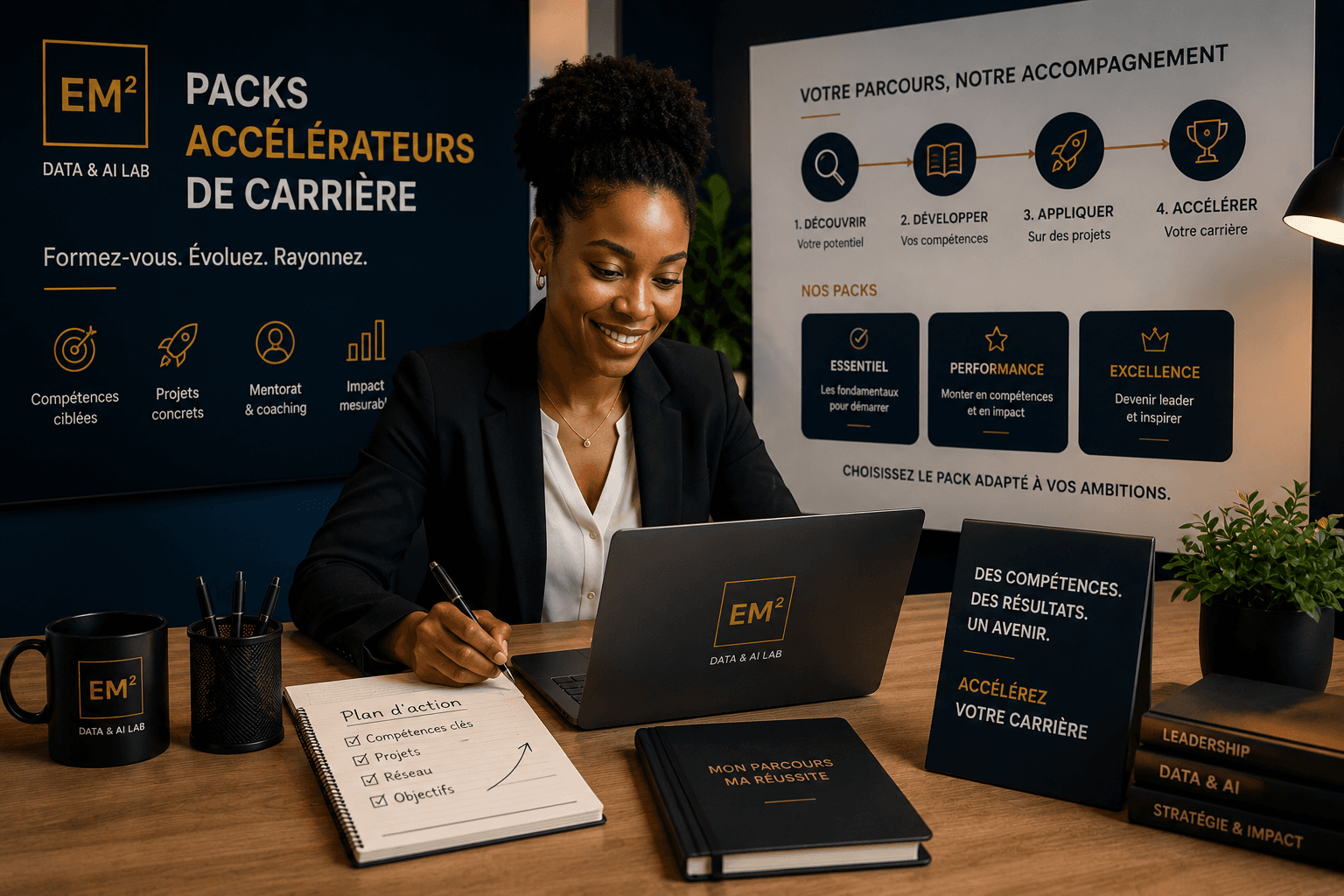 Career accelerator preparation with action plan, portfolio, and coaching